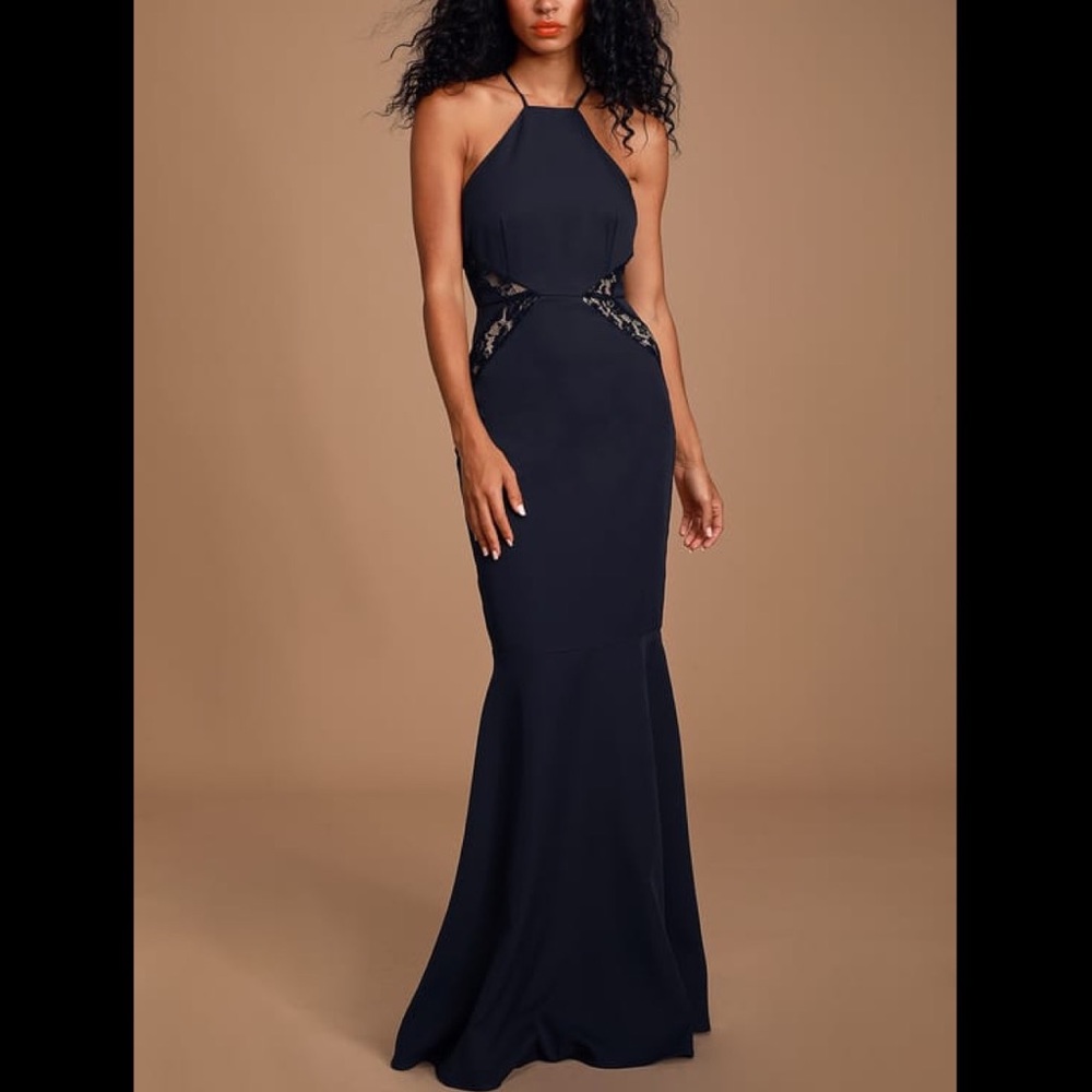 NWT Lulu’s Navy Blue Mermaid Lace Dress